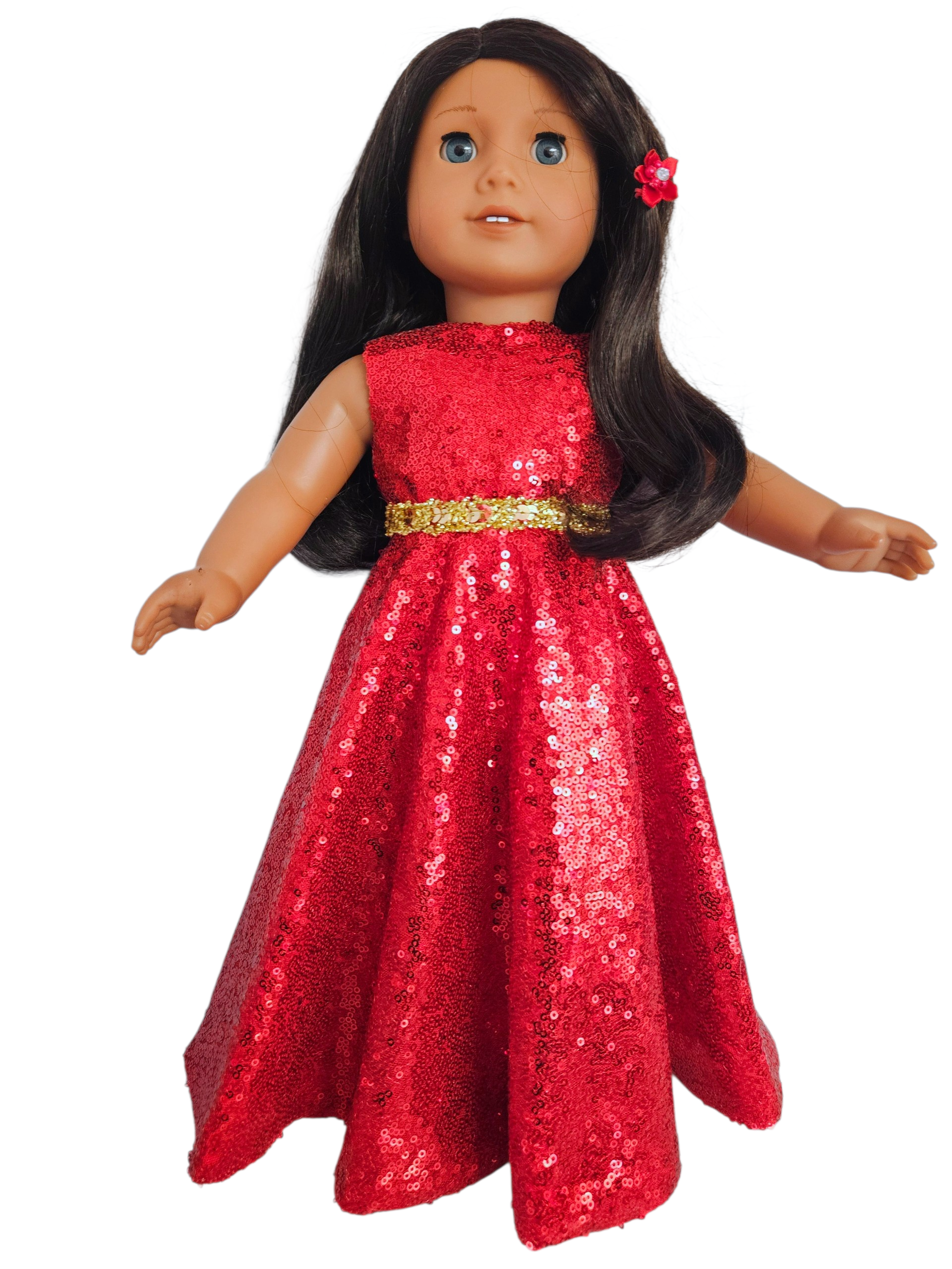 18 inch doll Red Sequin Gown and Boa