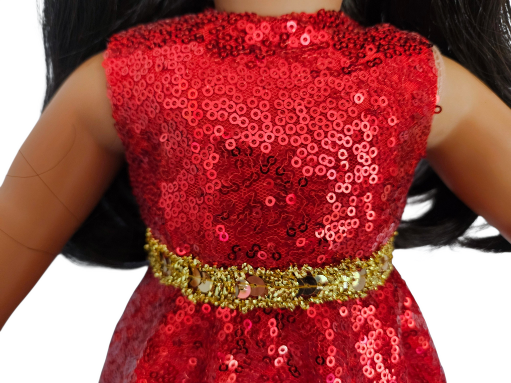 18 inch doll Red Sequin Gown and Boa