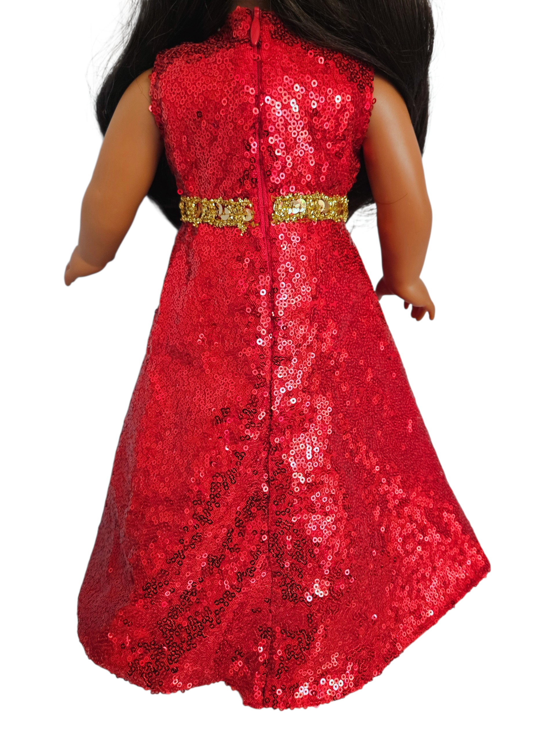 18 inch doll Red Sequin Gown and Boa