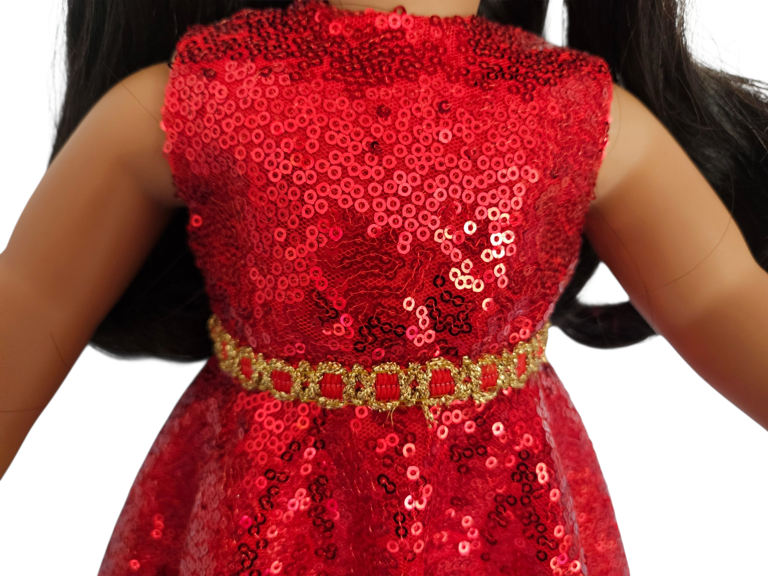 18 inch doll Red Sequin Gown & Boa #309