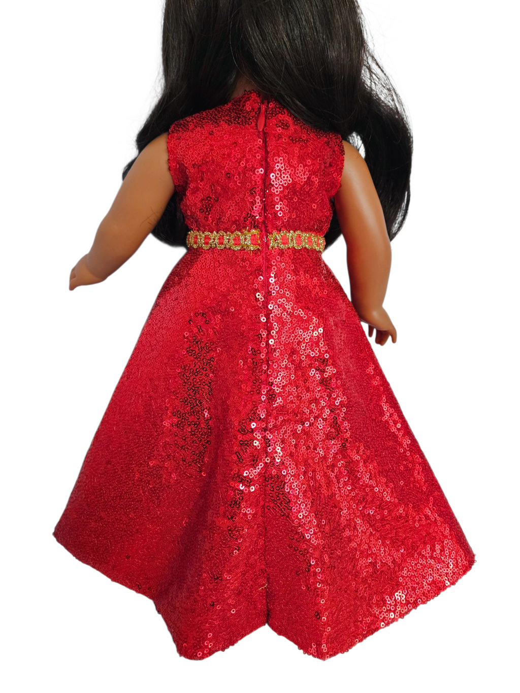 18 inch doll Red Sequin Gown & Boa #309