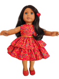 18 inch doll Red Ruffle Dress