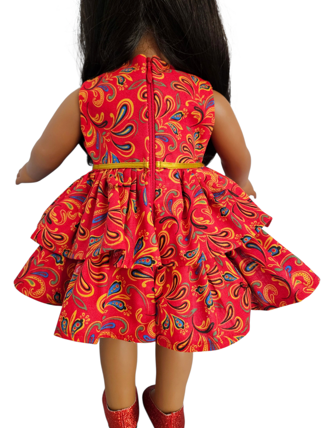 18 inch doll Red Ruffle Dress