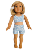 18 inch doll Blue White Floral Shorts Outfit