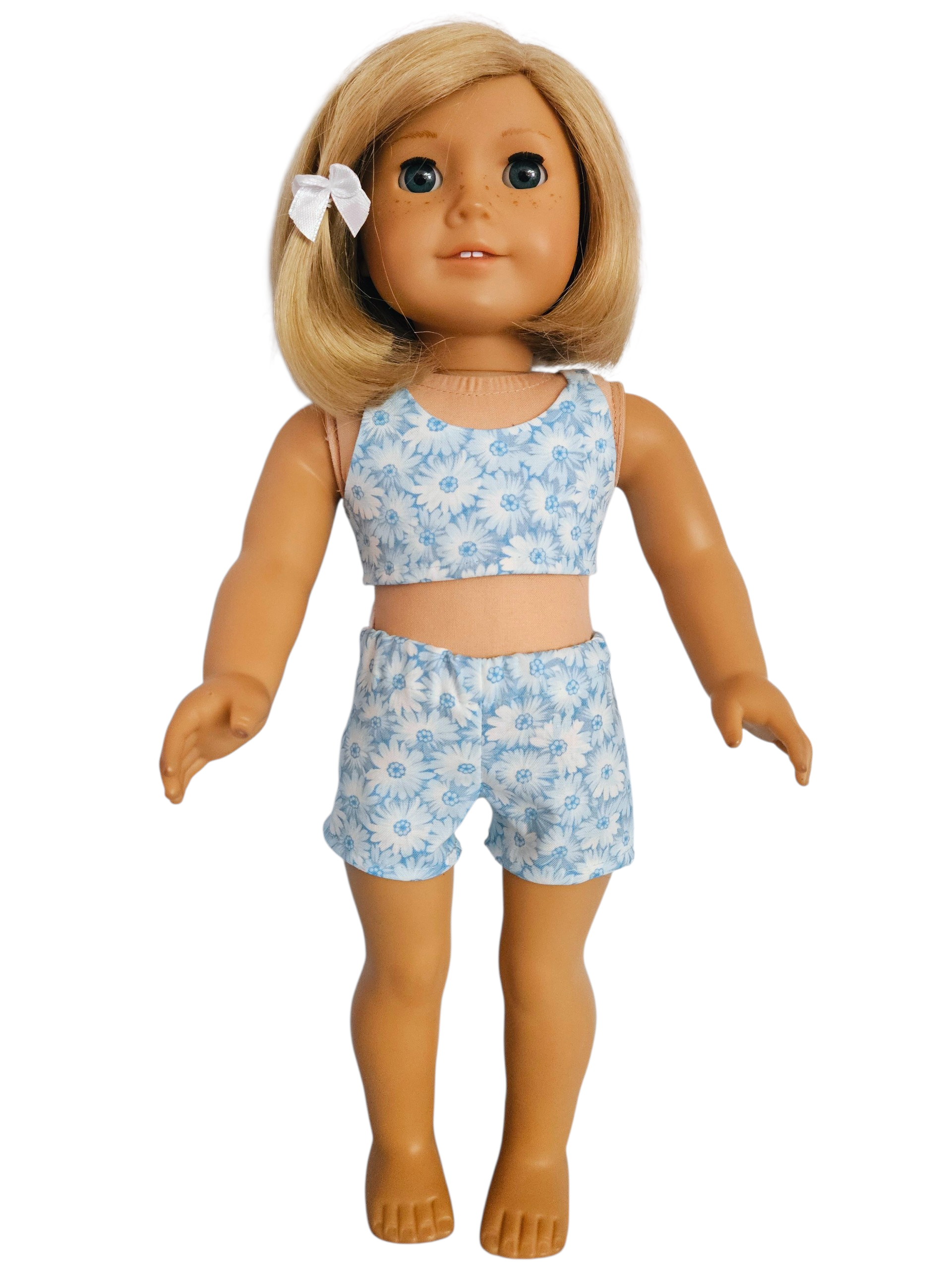18 inch doll Blue White Floral Shorts Outfit