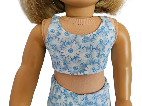 18 inch doll Blue White Floral Shorts Outfit