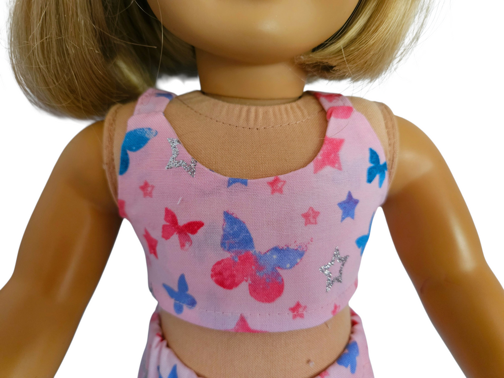 18 inch doll Pink Butterflies Shorts Outfit