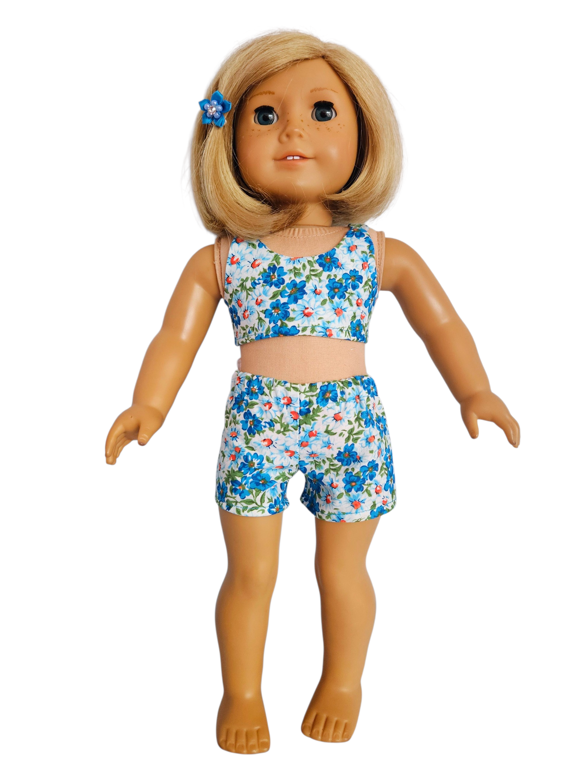 18 inch doll Turquoise Floral Shorts Outfit
