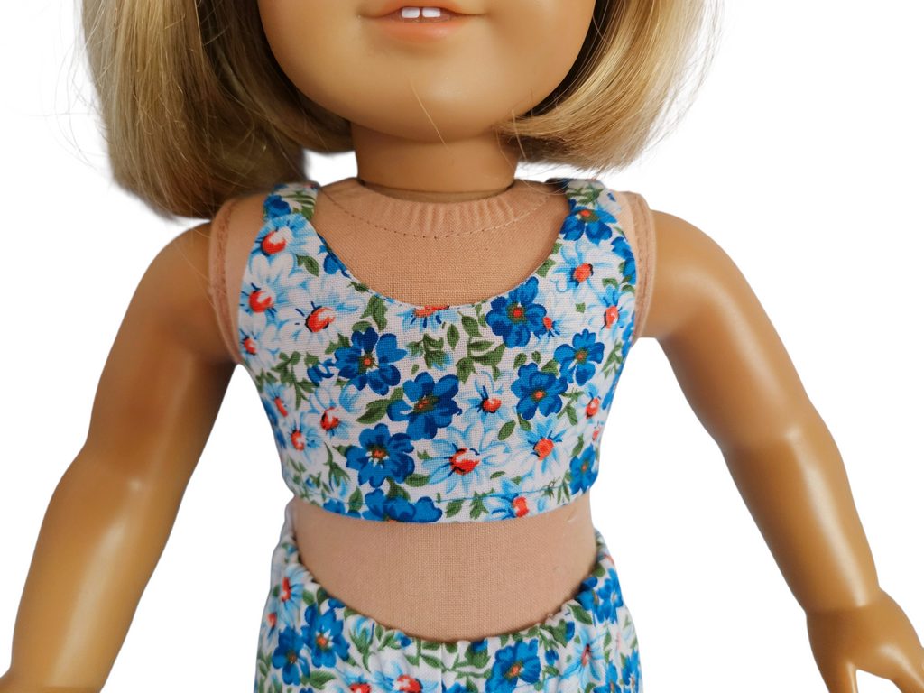 18 inch doll Turquoise Floral Shorts Outfit