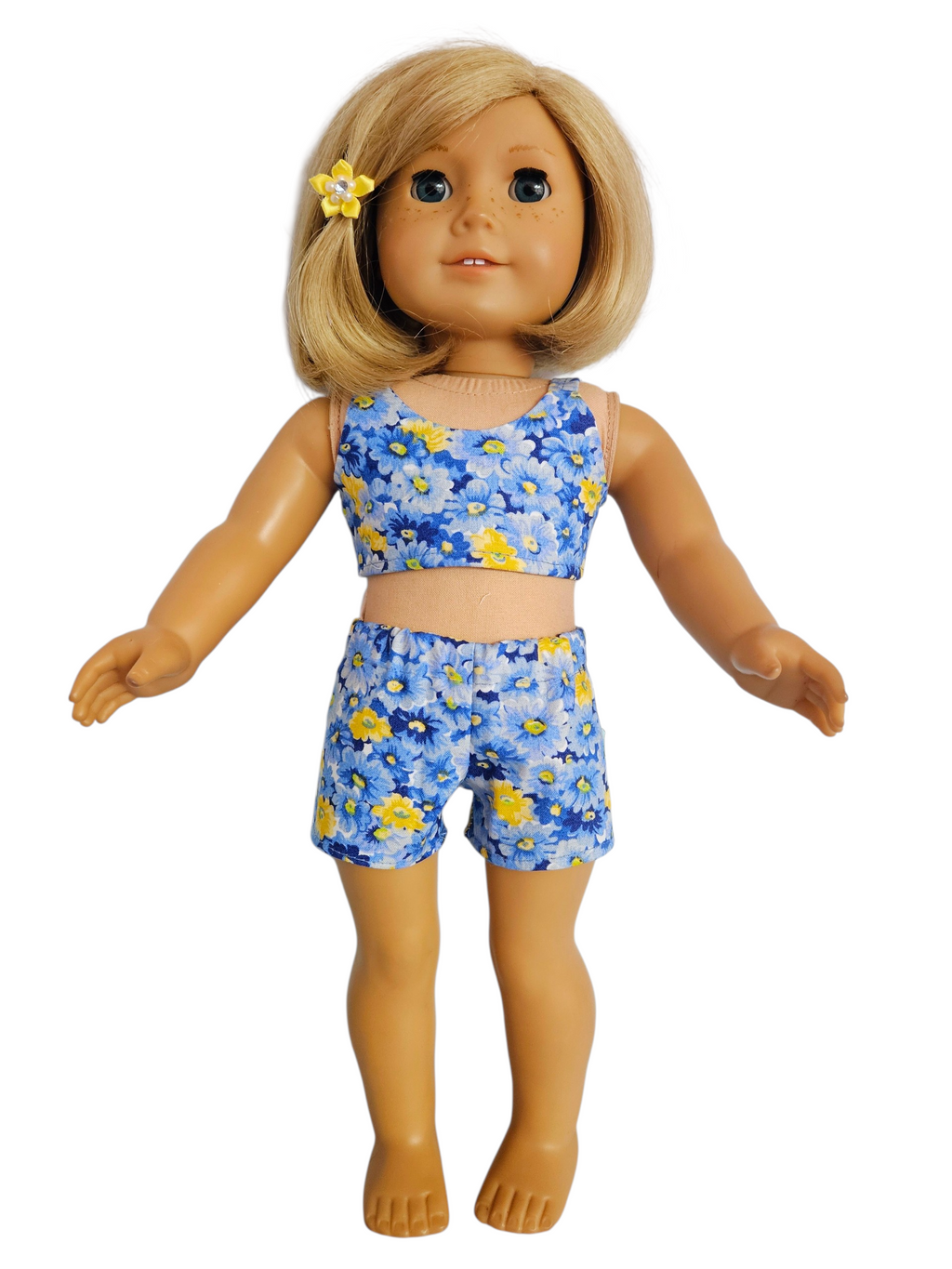 18 inch doll Blue & Yellow Floral Shorts Outfit