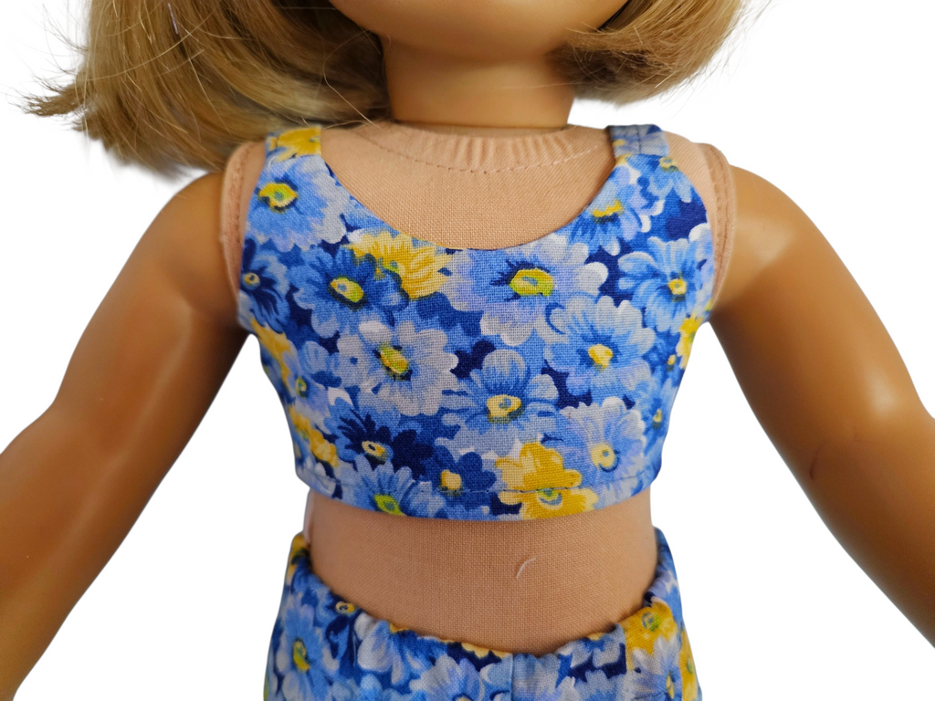 18 inch doll Blue & Yellow Floral Shorts Outfit
