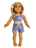 18 inch doll Blue Floral Shorts Outfit