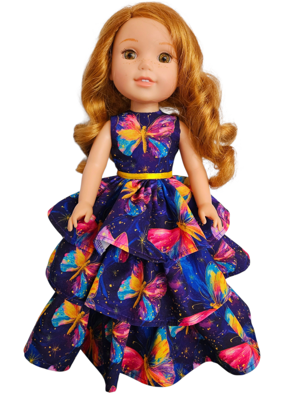 Wellie Wisher Purple Butterfly Ruffled Gown #62