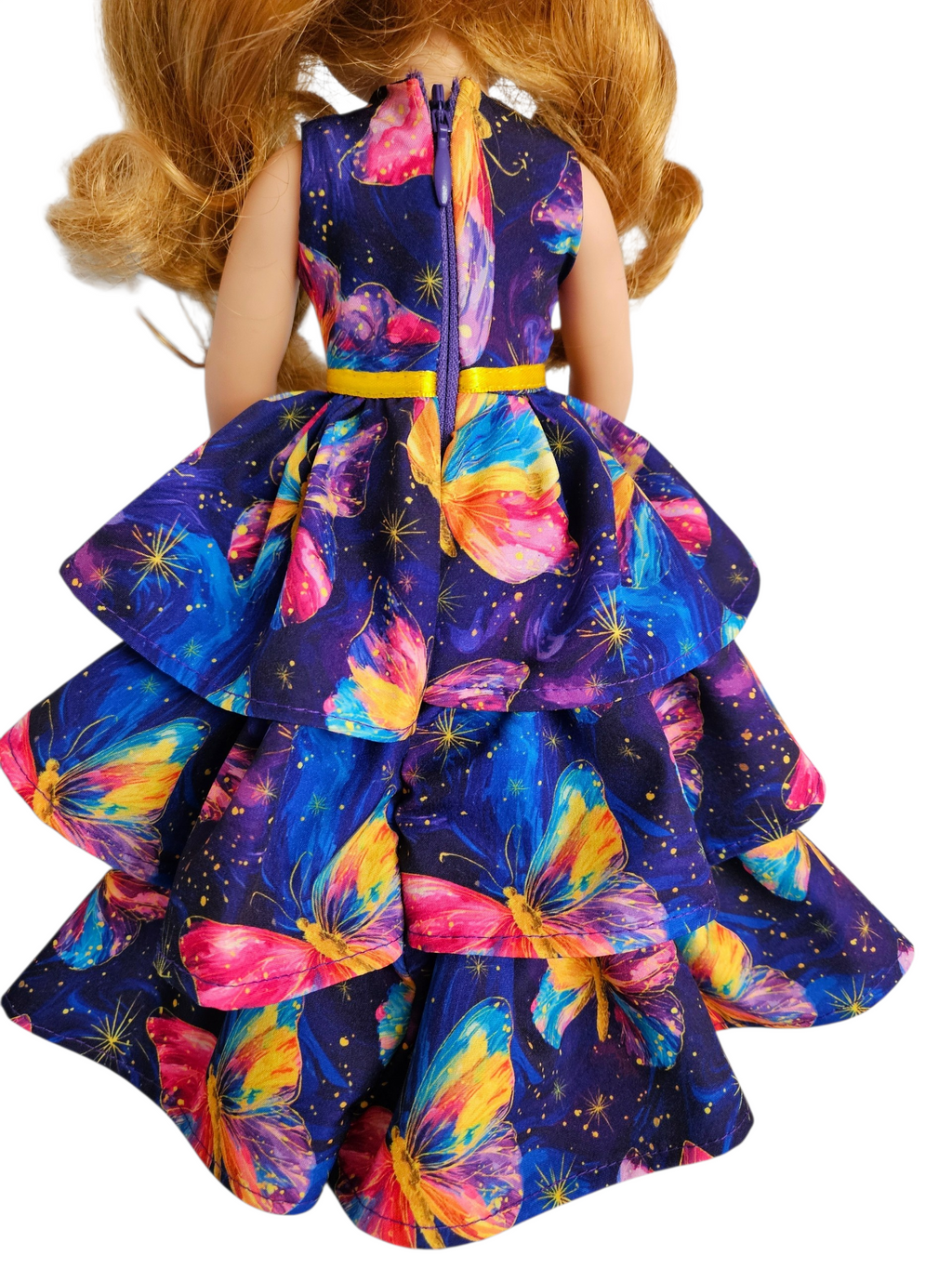 Wellie Wisher Purple Butterfly Ruffled Gown #62