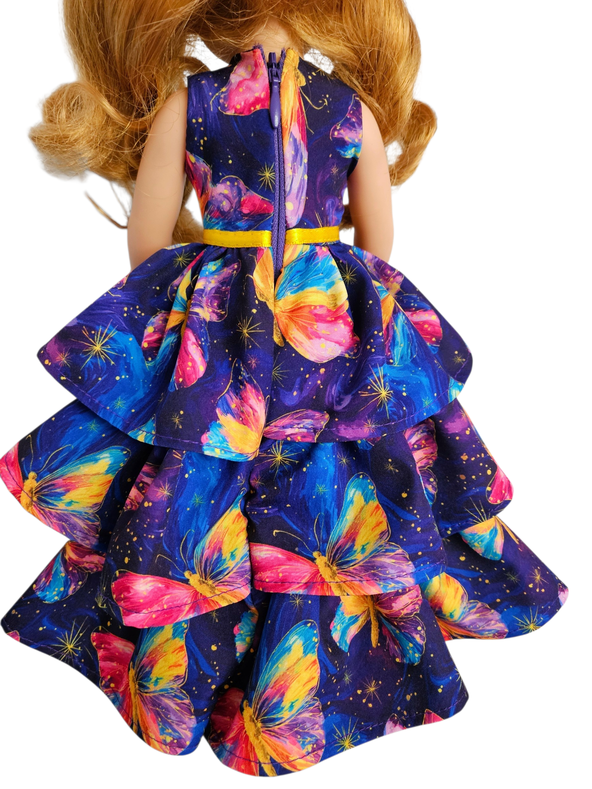 Wellie Wisher Purple Butterfly Ruffled Gown #62