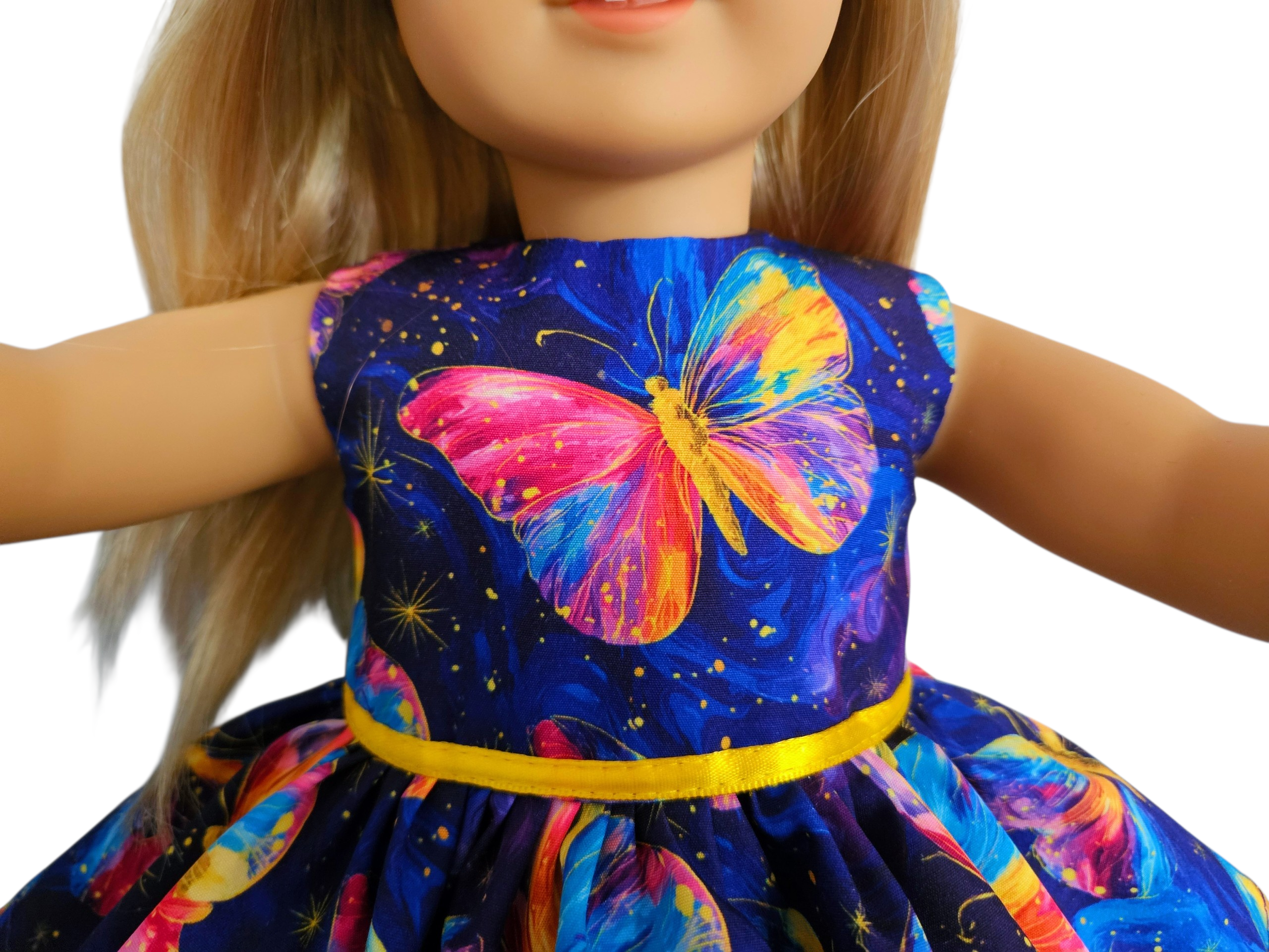 18 inch doll Purple Butterfly Ruffled Gown
