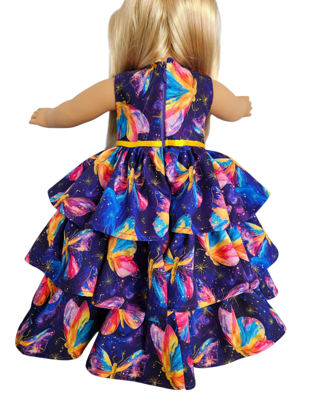 18 inch doll Purple Butterfly Ruffled Gown