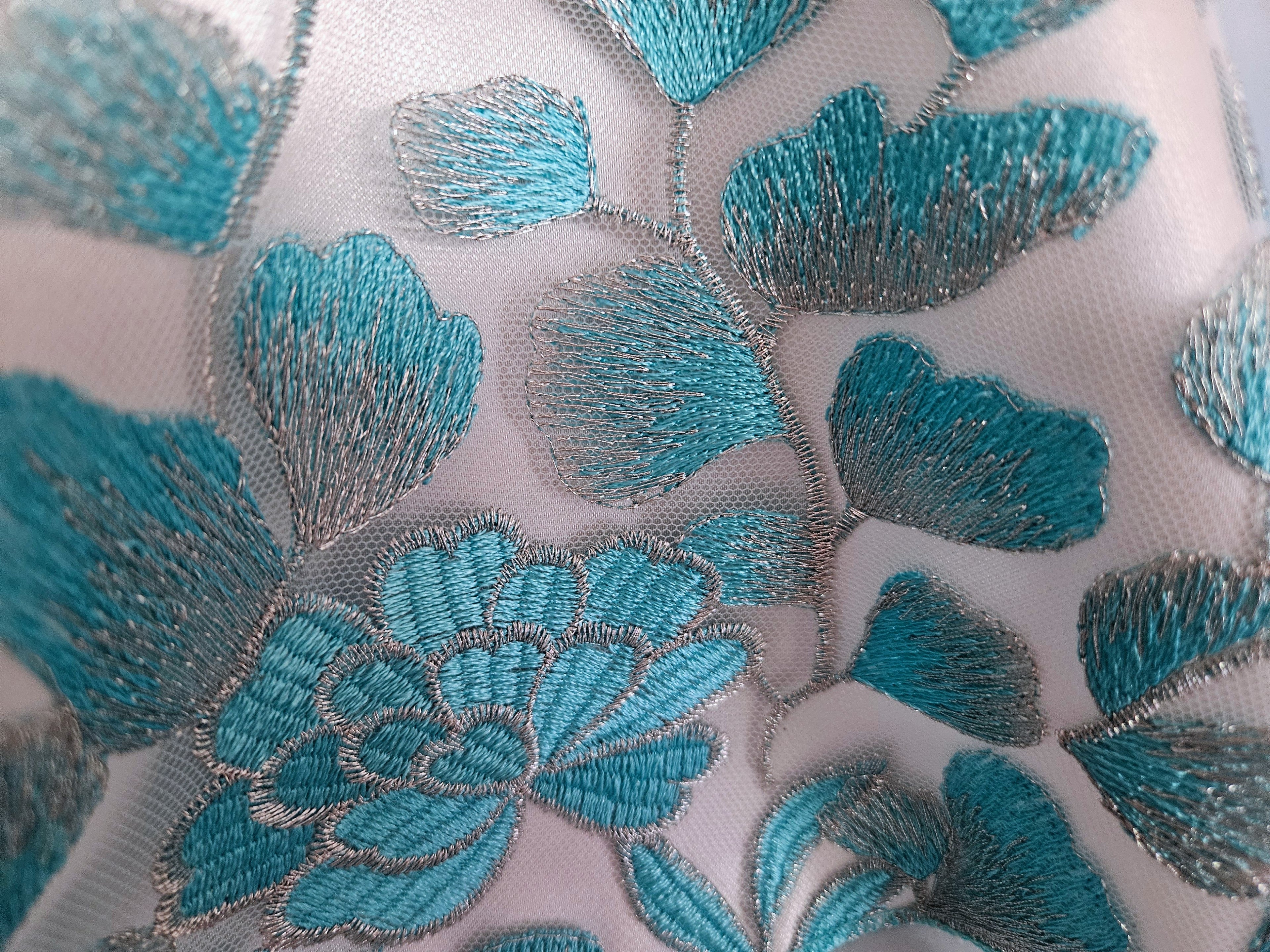 18 inch doll Aqua & White Embroidered Floral Gown
