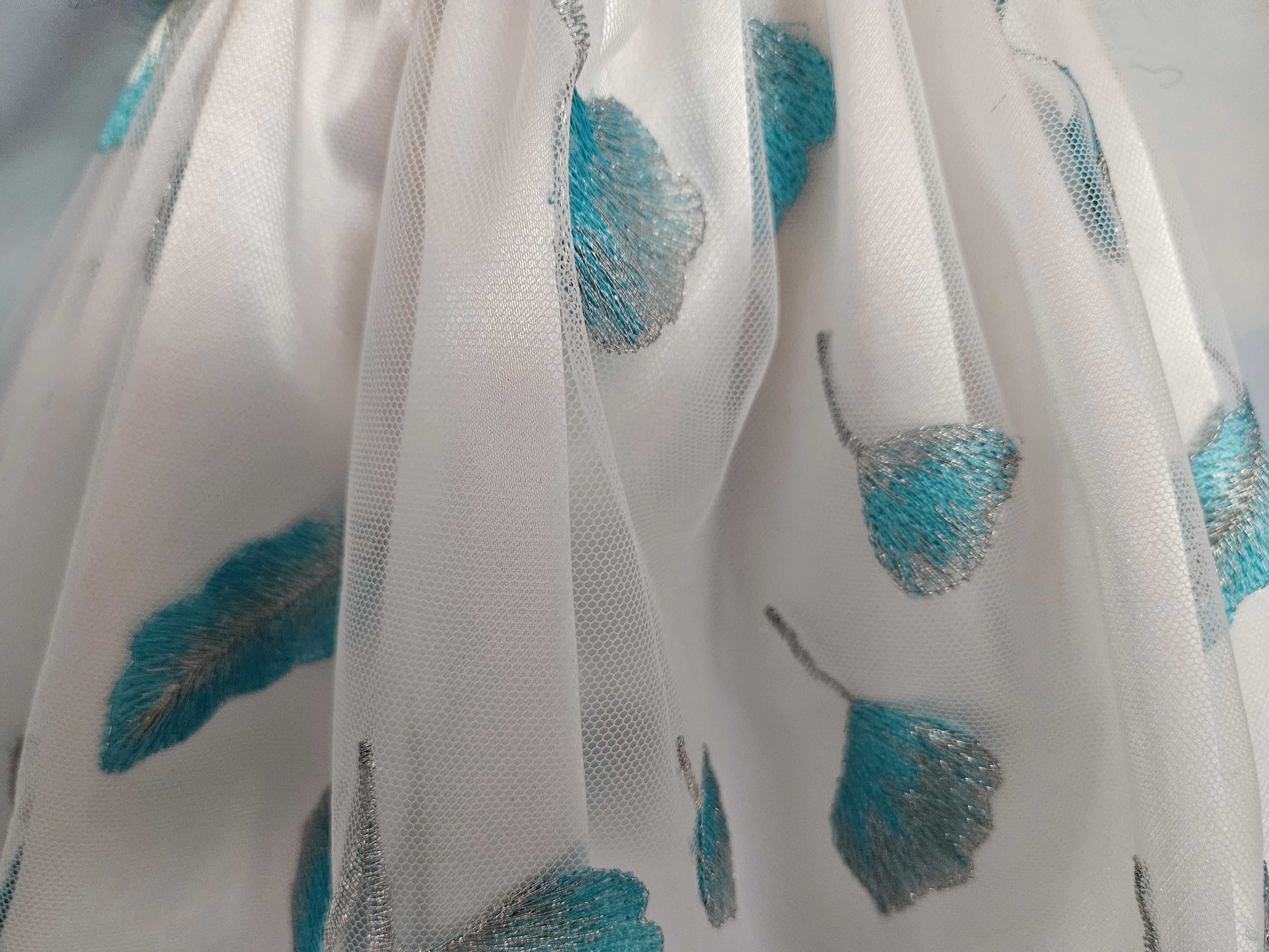 18 inch doll Aqua Embroidered Floral Gown