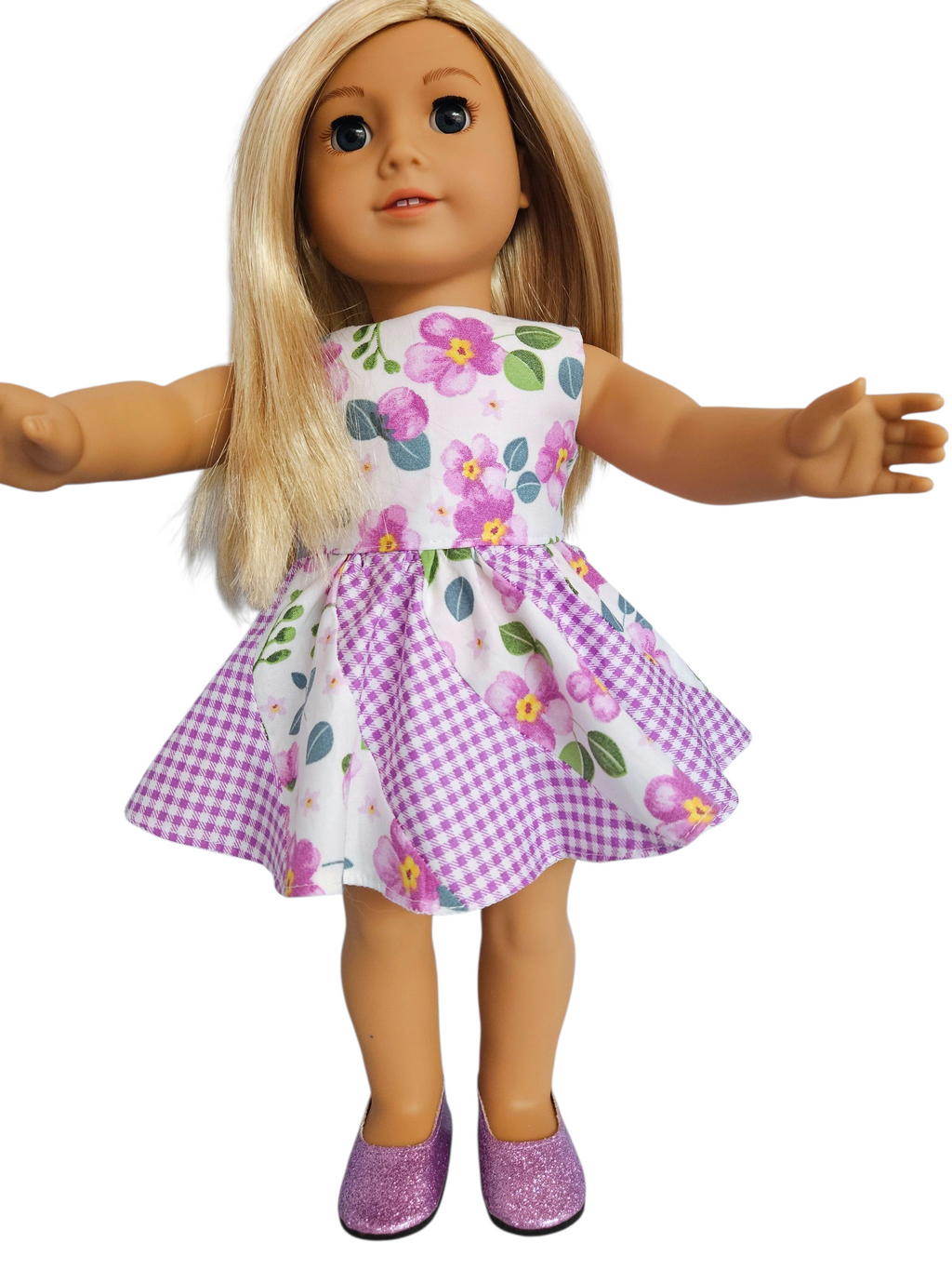 18 inch doll Purple Floral Swirl Dress