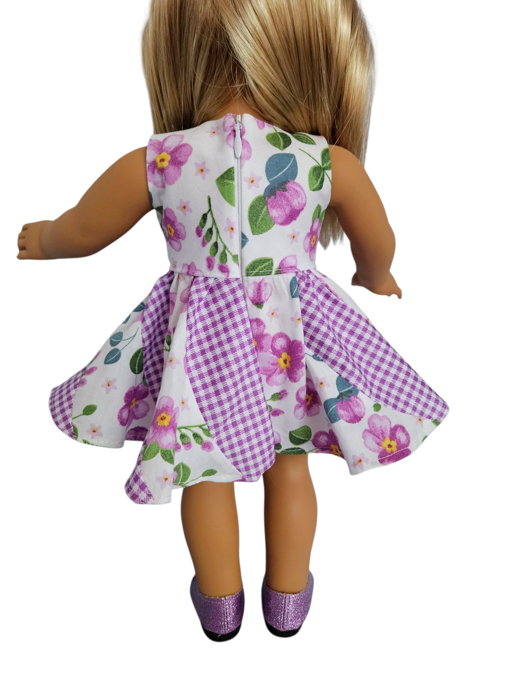 18 inch doll Purple Floral Swirl Dress