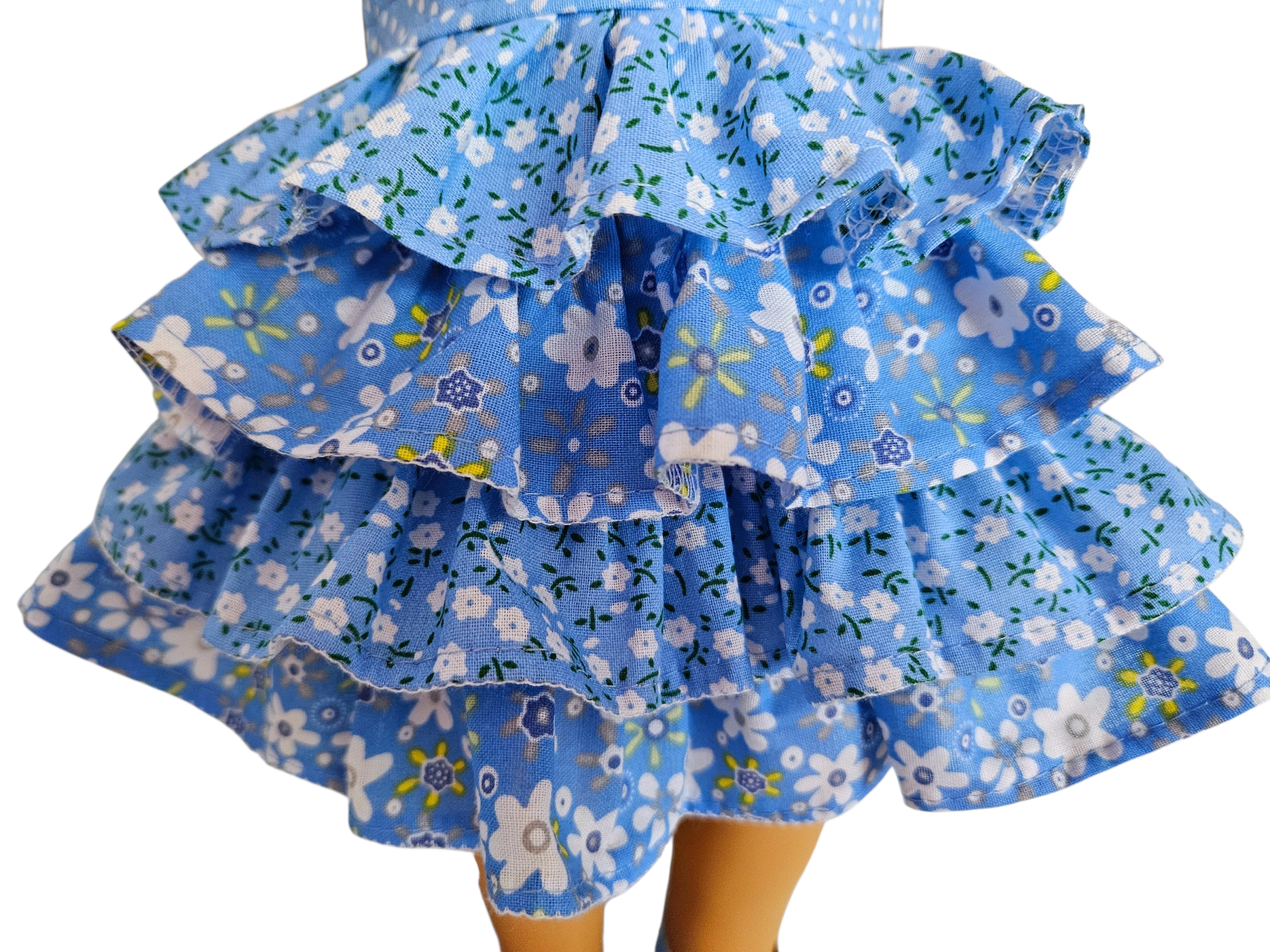 18 inch doll Blue Floral Ruffle Dress