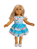 18 inch doll Aqua & White Ruffle Dress