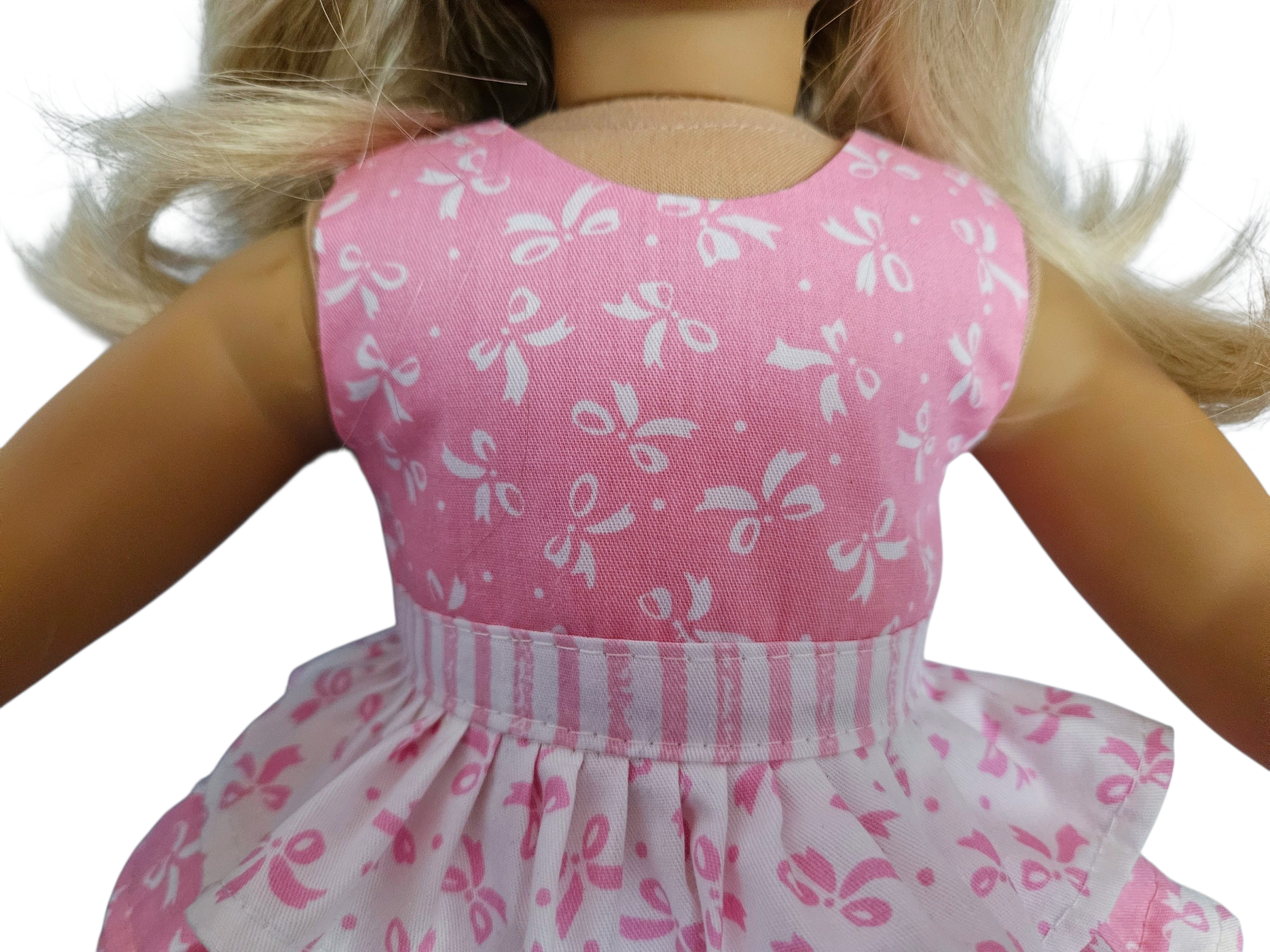 18 inch doll Pink Bows Ruffle Dress