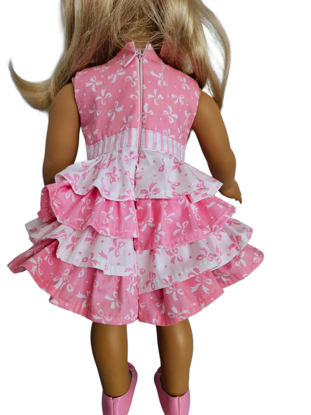 18 inch doll Pink Bows Ruffle Dress
