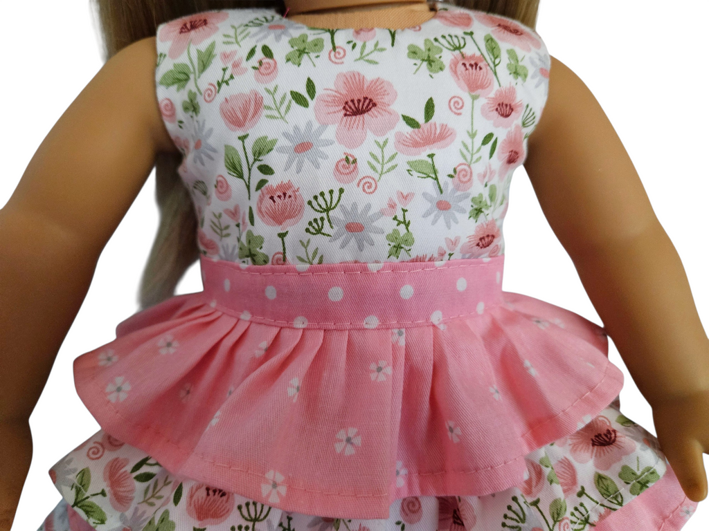 18 inch doll Pink & White Ruffle Dress