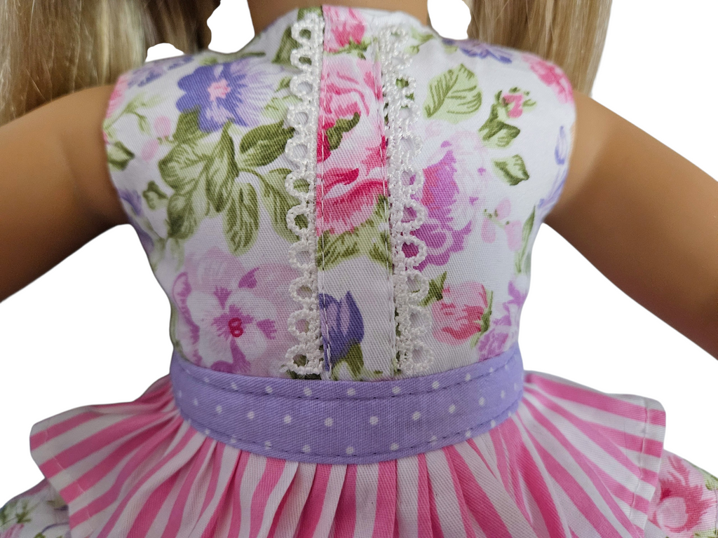 18 inch doll Pink & Purple Ruffle Dress
