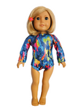 18 inch doll clothes Bright Blue Print Gymnastic Leotard American Girl Handmade