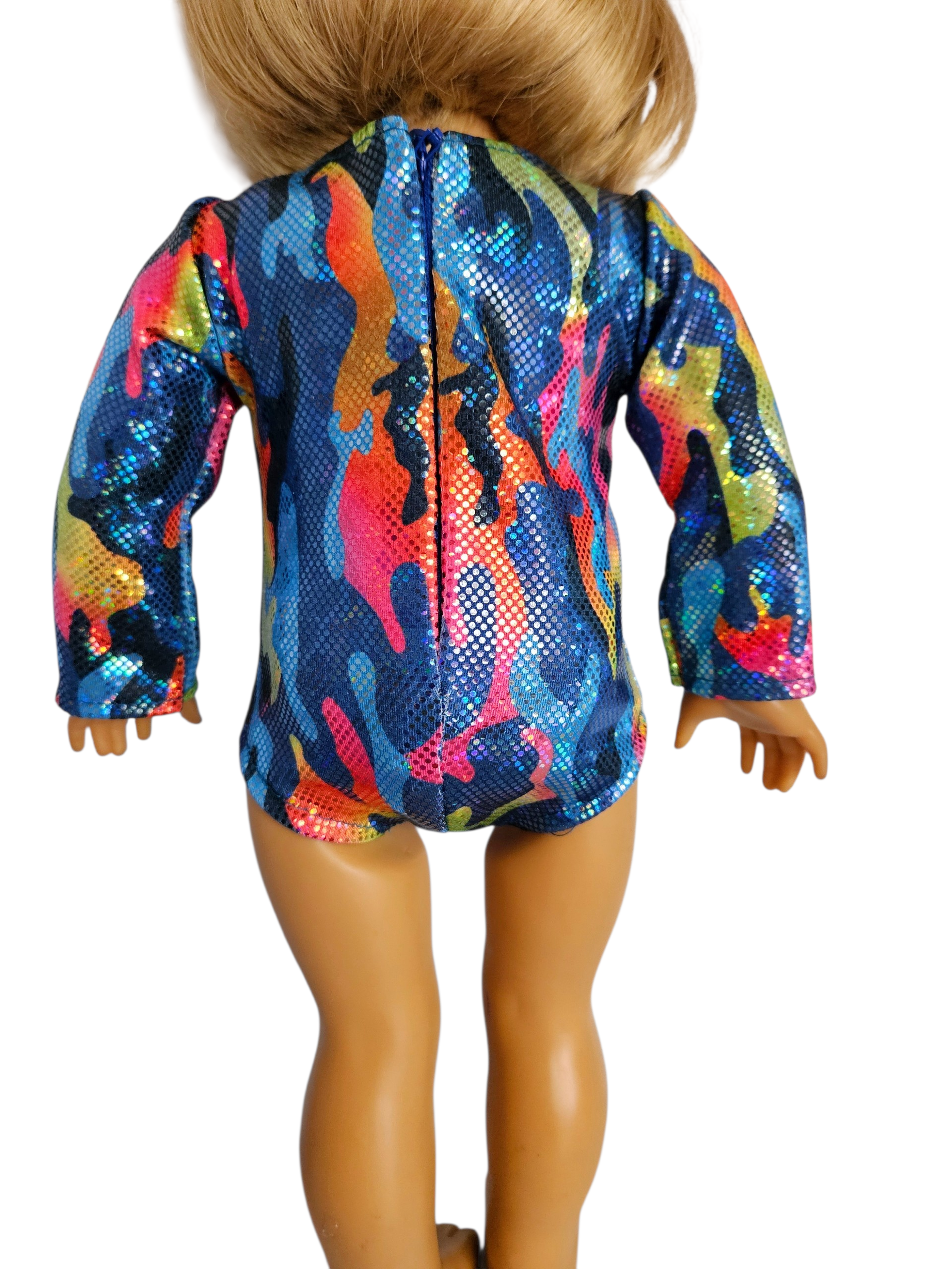 18 inch doll Bright Blue Print Gymnastic Leotard