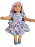 18 inch doll Pastel Floral Ruffle Dress with Sleeves