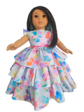 18 inch doll Bright Colorful Ruffled Gown