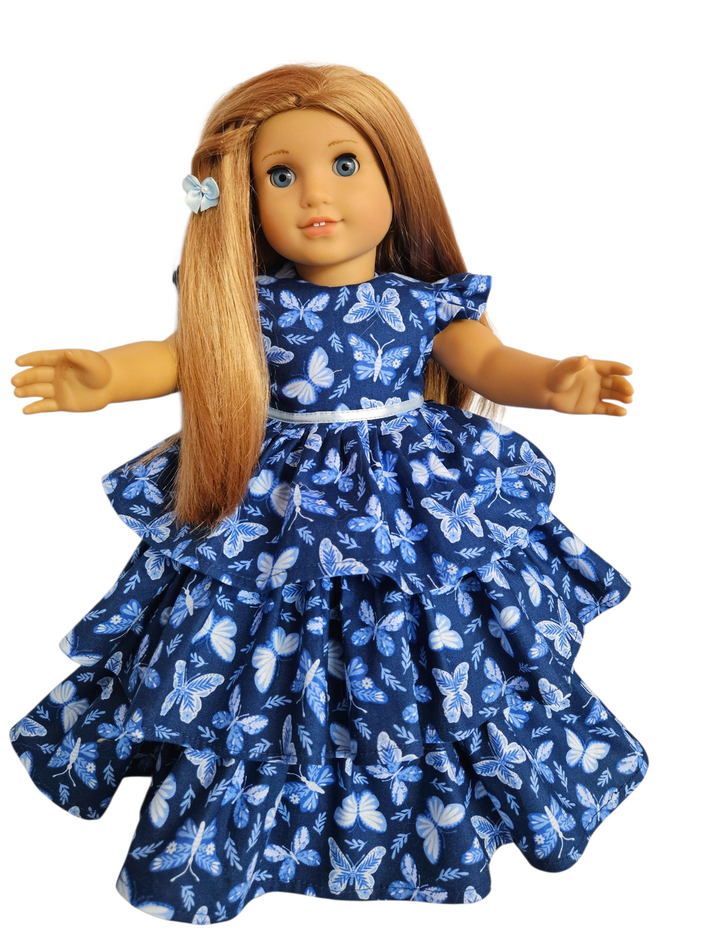 18 inch doll Navy Blue Butterfly Ruffled Gown