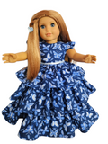 18 inch doll Navy Blue Butterfly Ruffled Gown