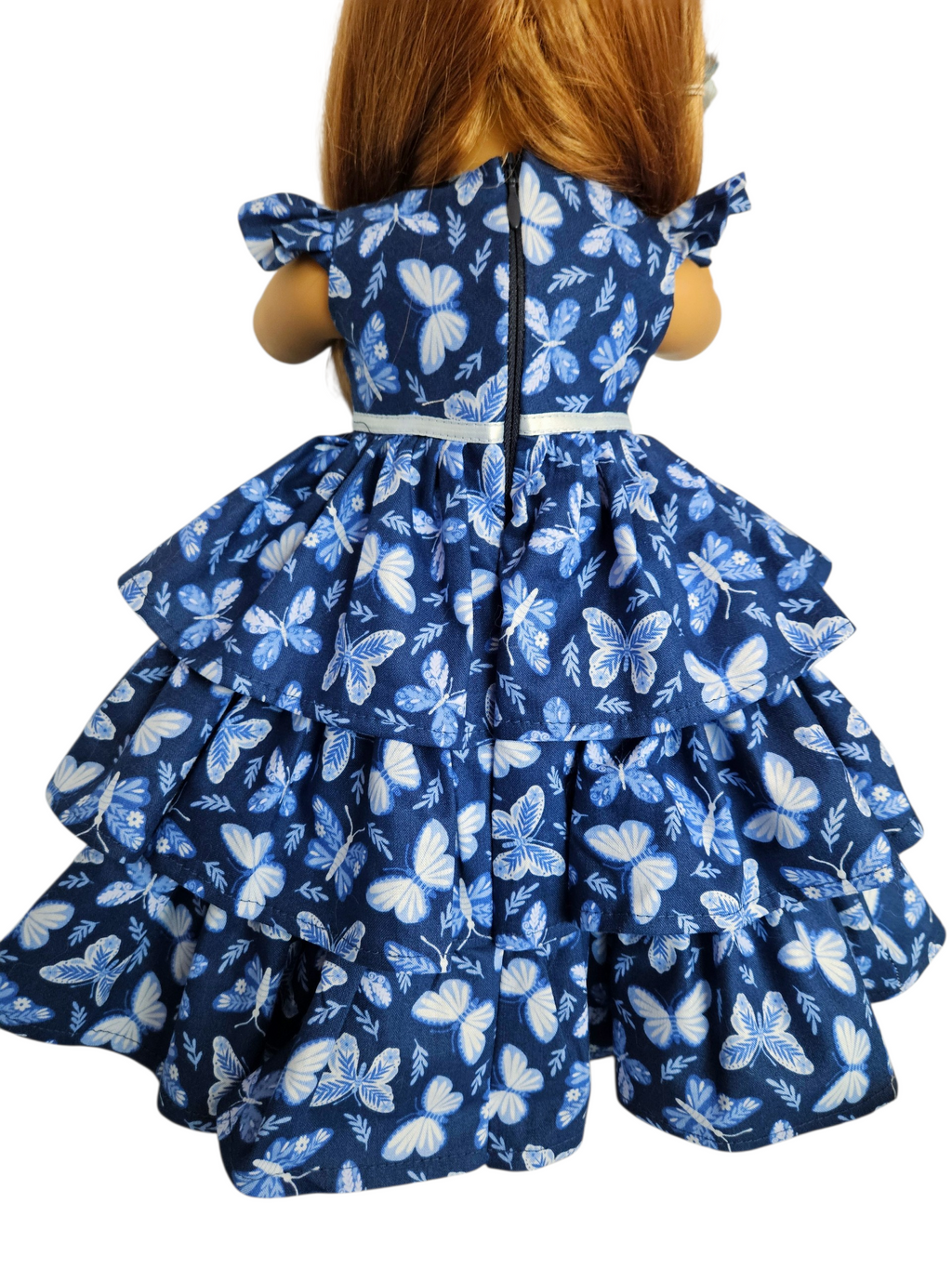 18 inch doll Navy Blue Butterfly Ruffled Gown