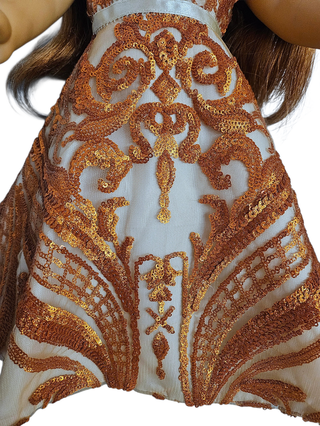 18 inch doll Copper Sequin Gown