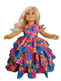 18 inch doll Bright Floral Ruffled Gown