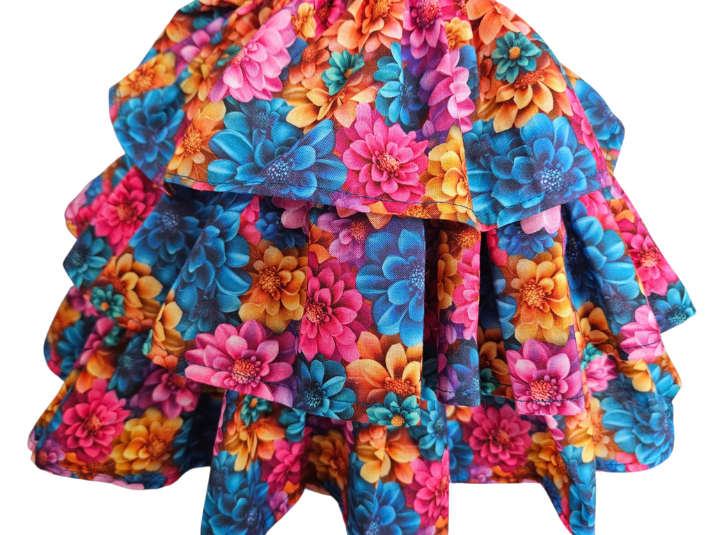 18 inch doll Bright Floral Ruffled Gown