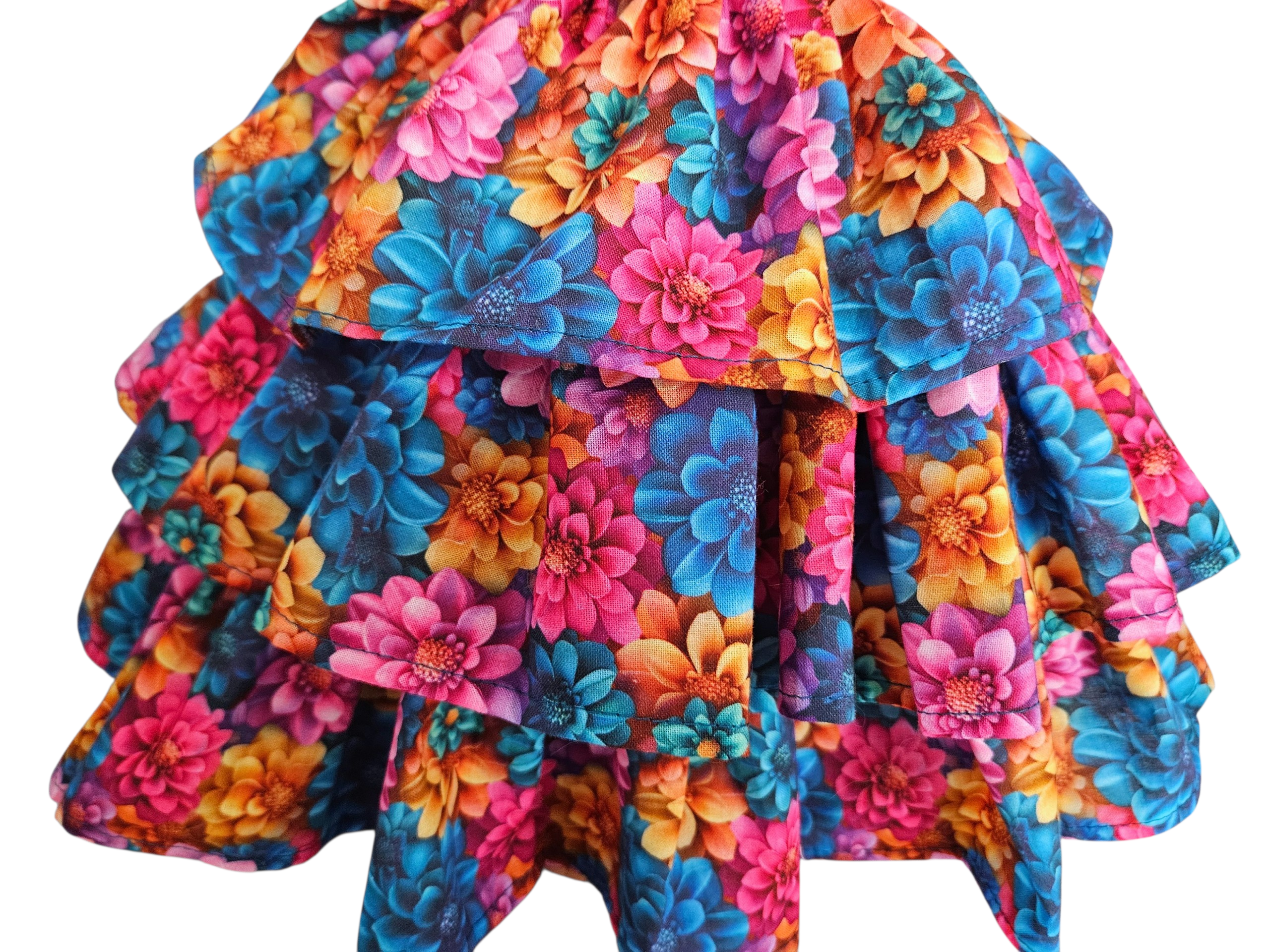 18 inch doll Bright Floral Ruffled Gown