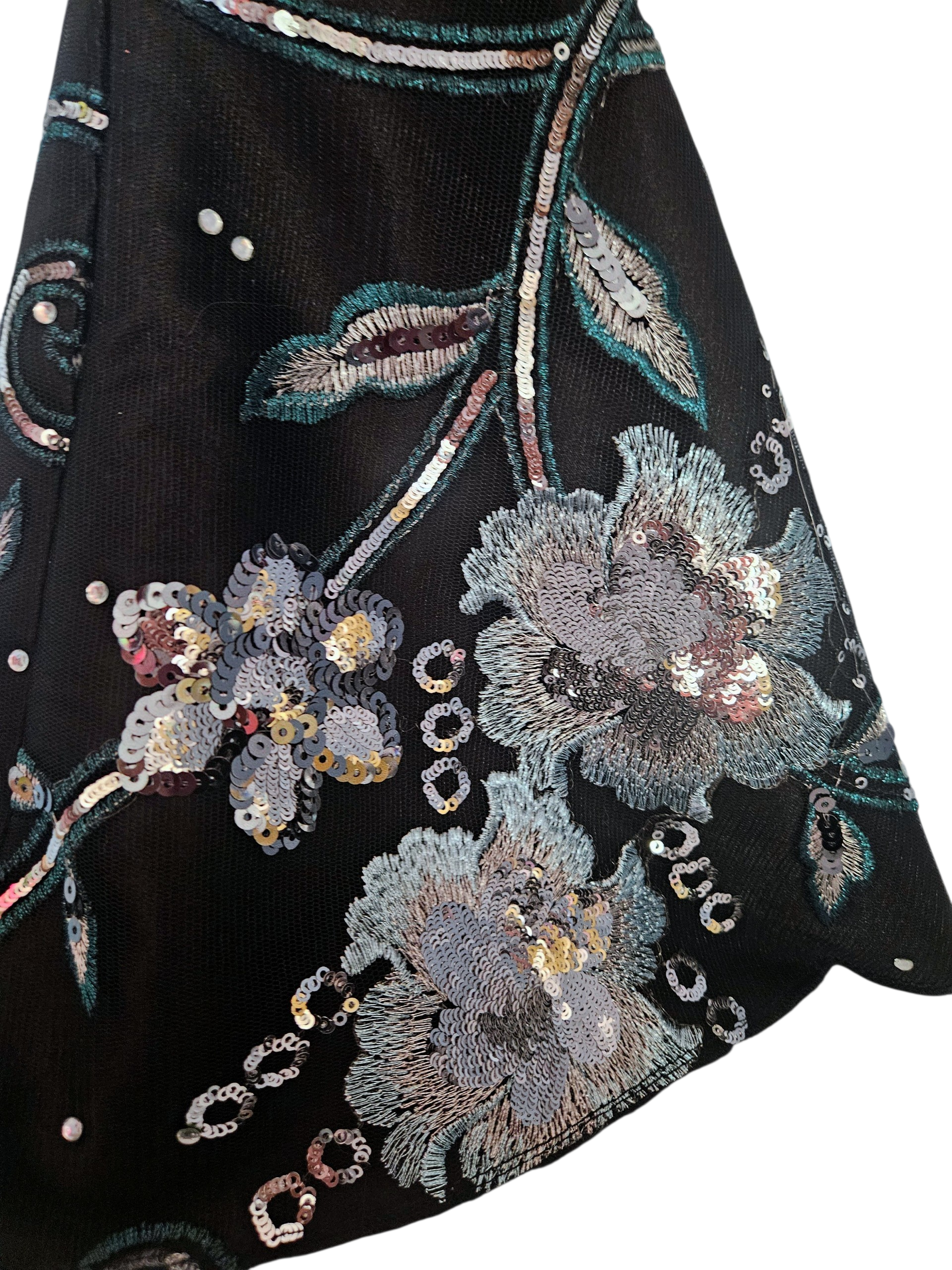 18 inch doll Black & Silver Floral Sequin Gown and Boa #402
