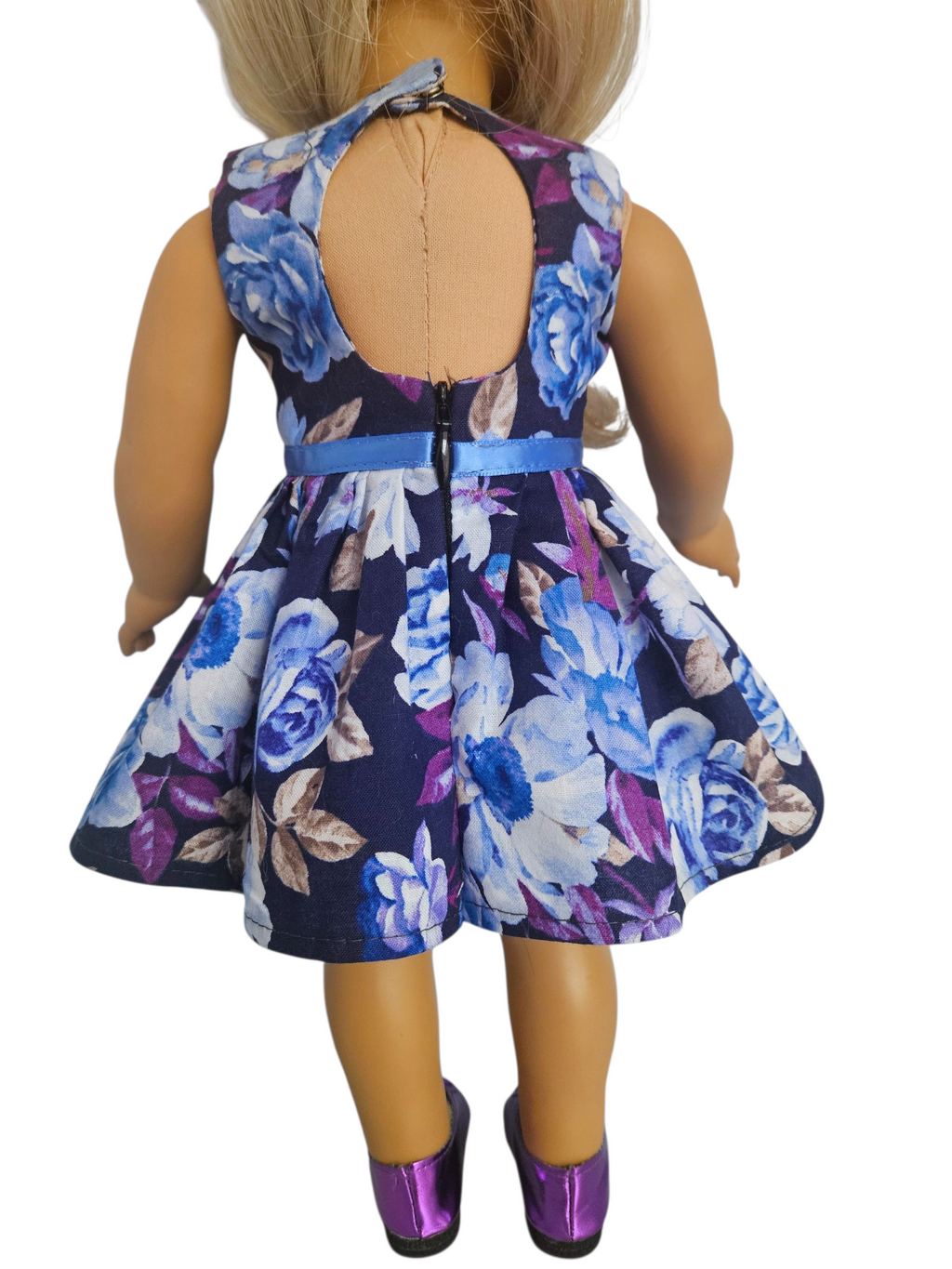18 inch doll Floral Dress with Peek a Boo Back