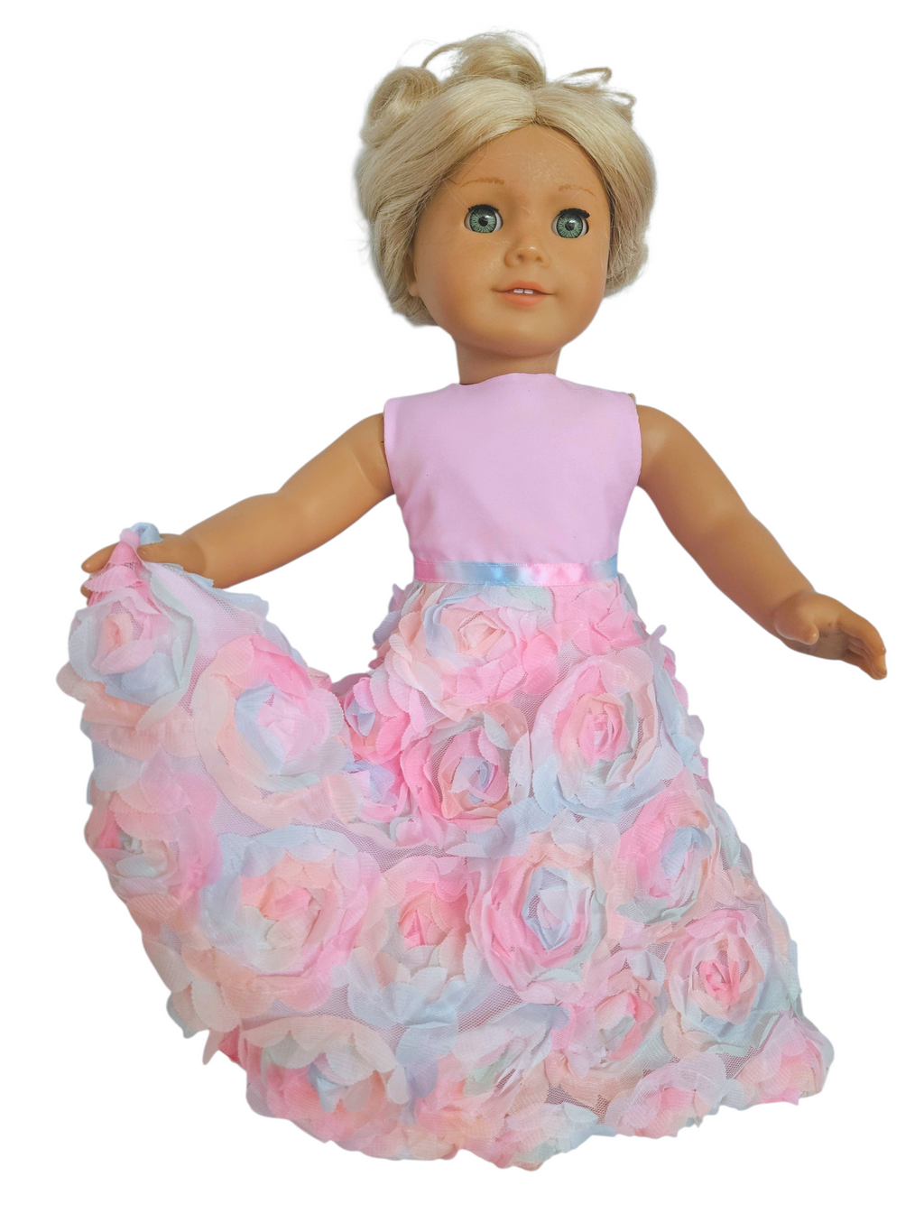 18 inch doll Pink Pastel Floral 3D Gown