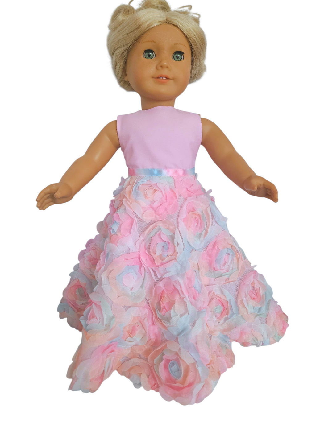 18 inch doll Pink Pastel Floral 3D Gown
