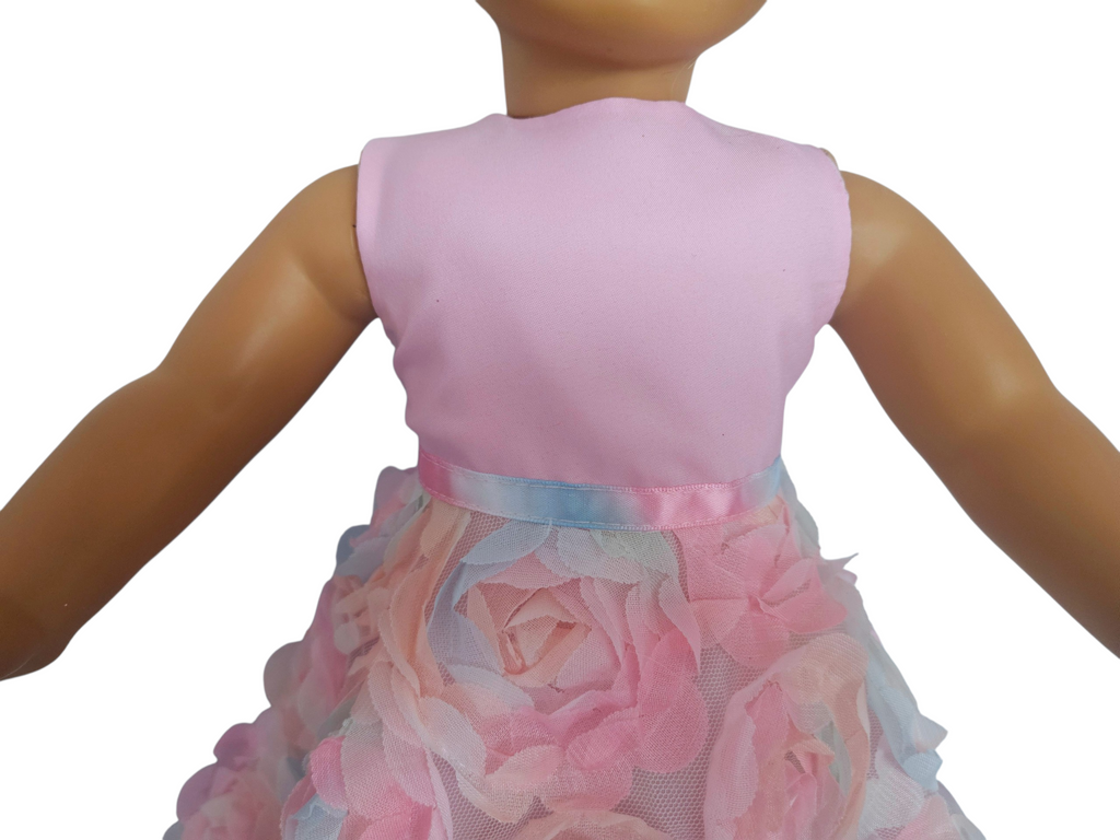 18 inch doll Pink Pastel Floral 3D Gown