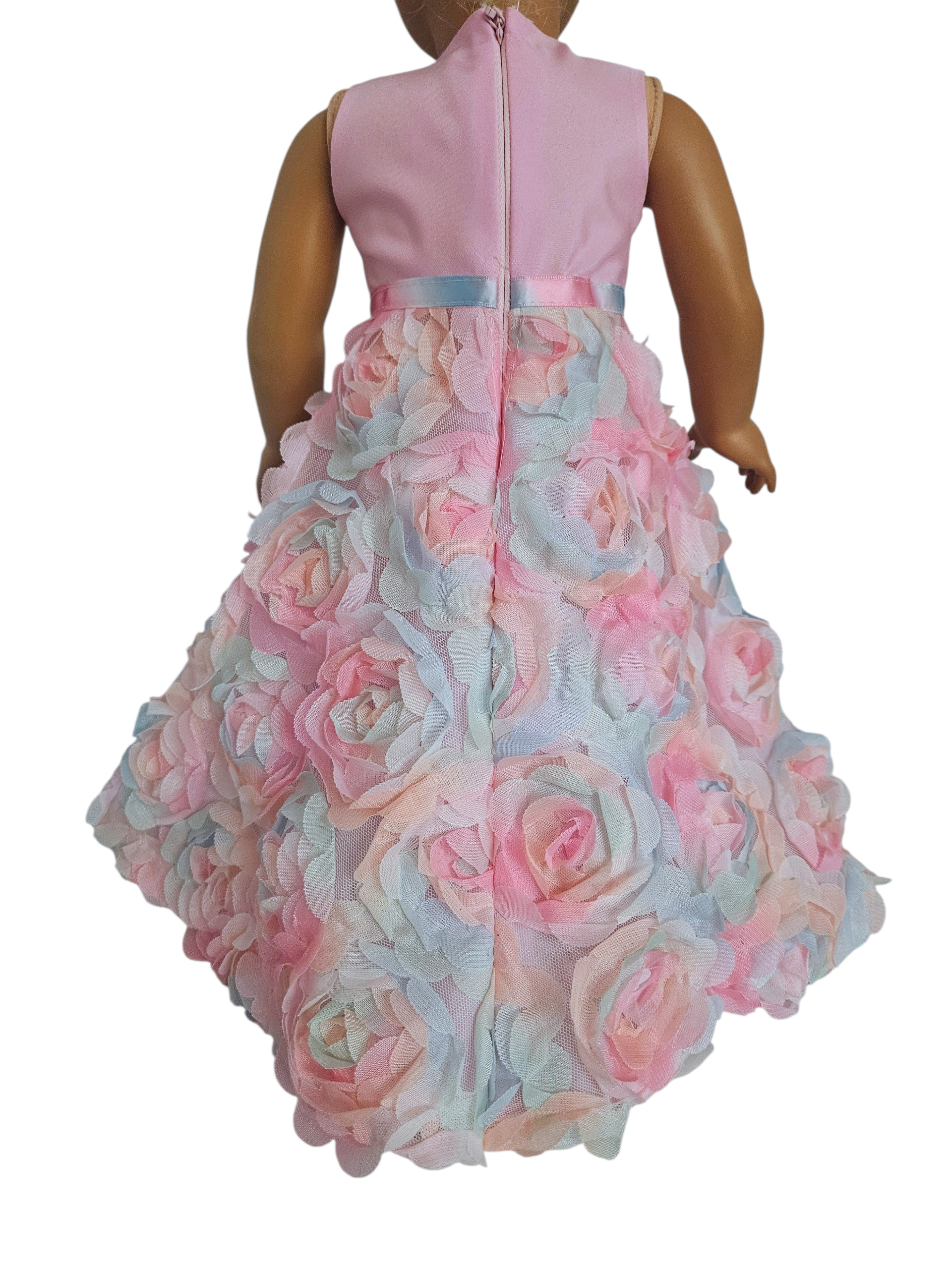 18 inch doll Pink Pastel Floral 3D Gown