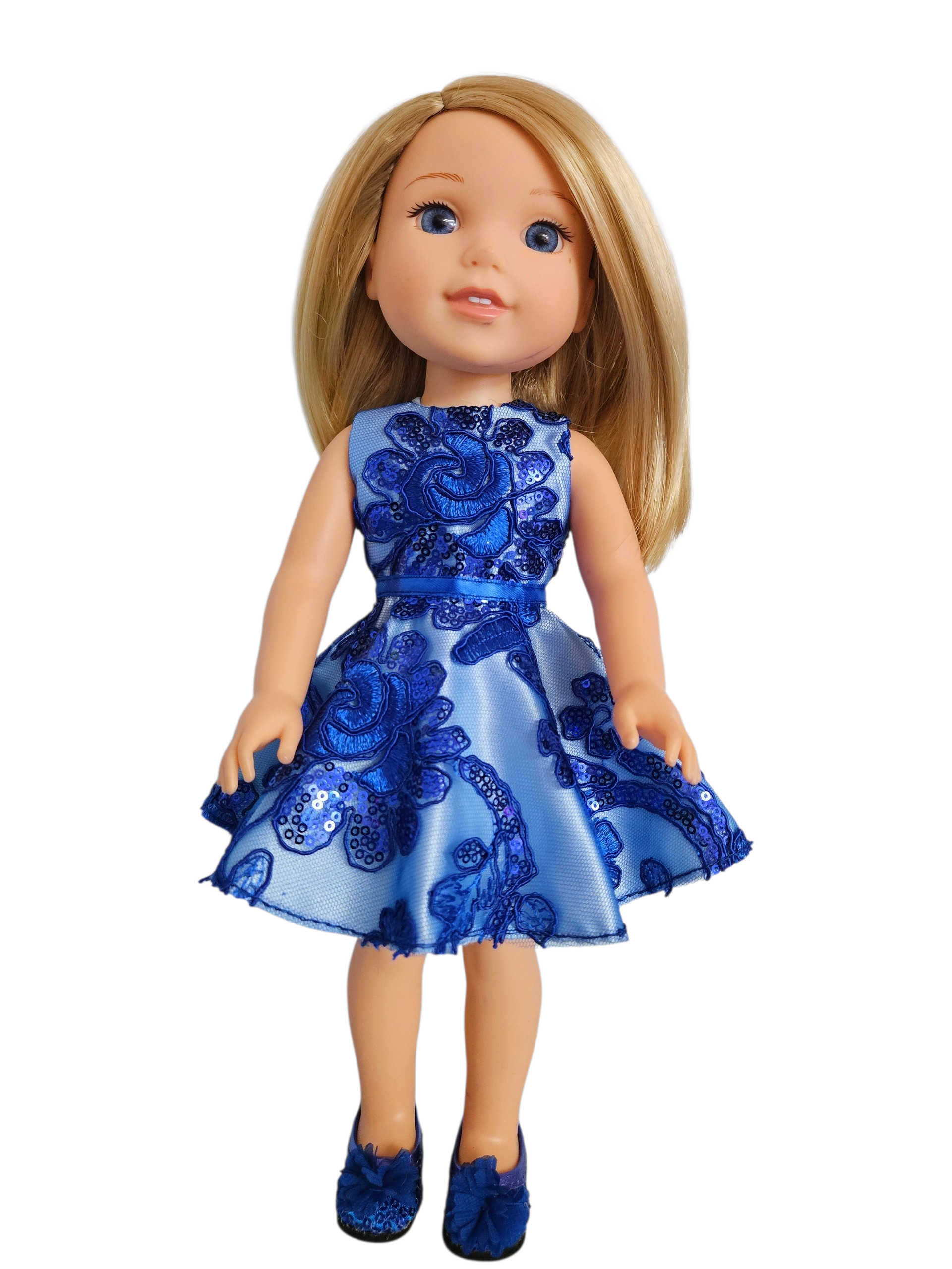Wellie Wisher Royal Blue Floral Sequin Dress #35