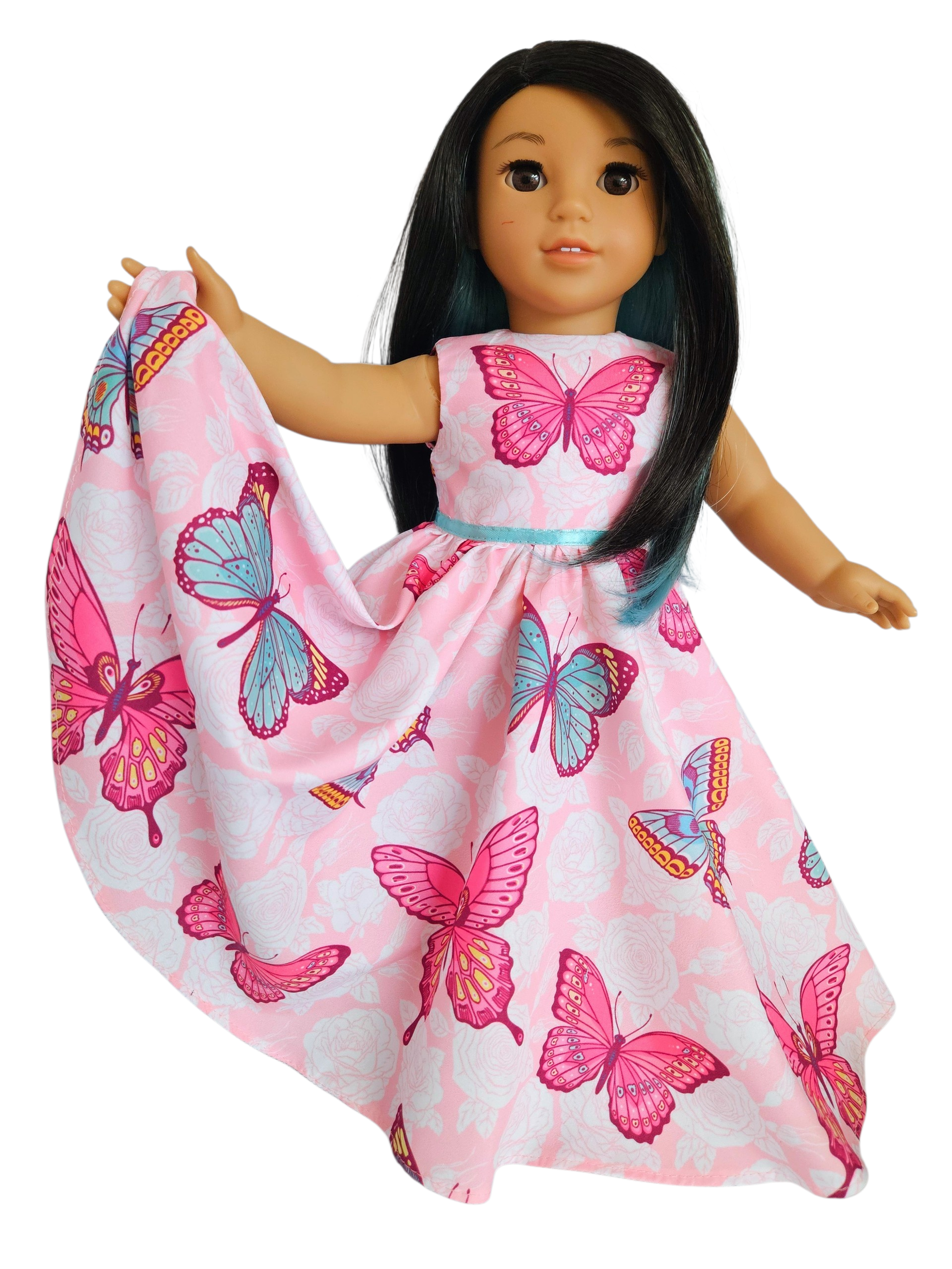 18 inch doll Pink and Blue Butterfly Gown